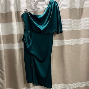 Elegant Teal Off-Shoulder Dress